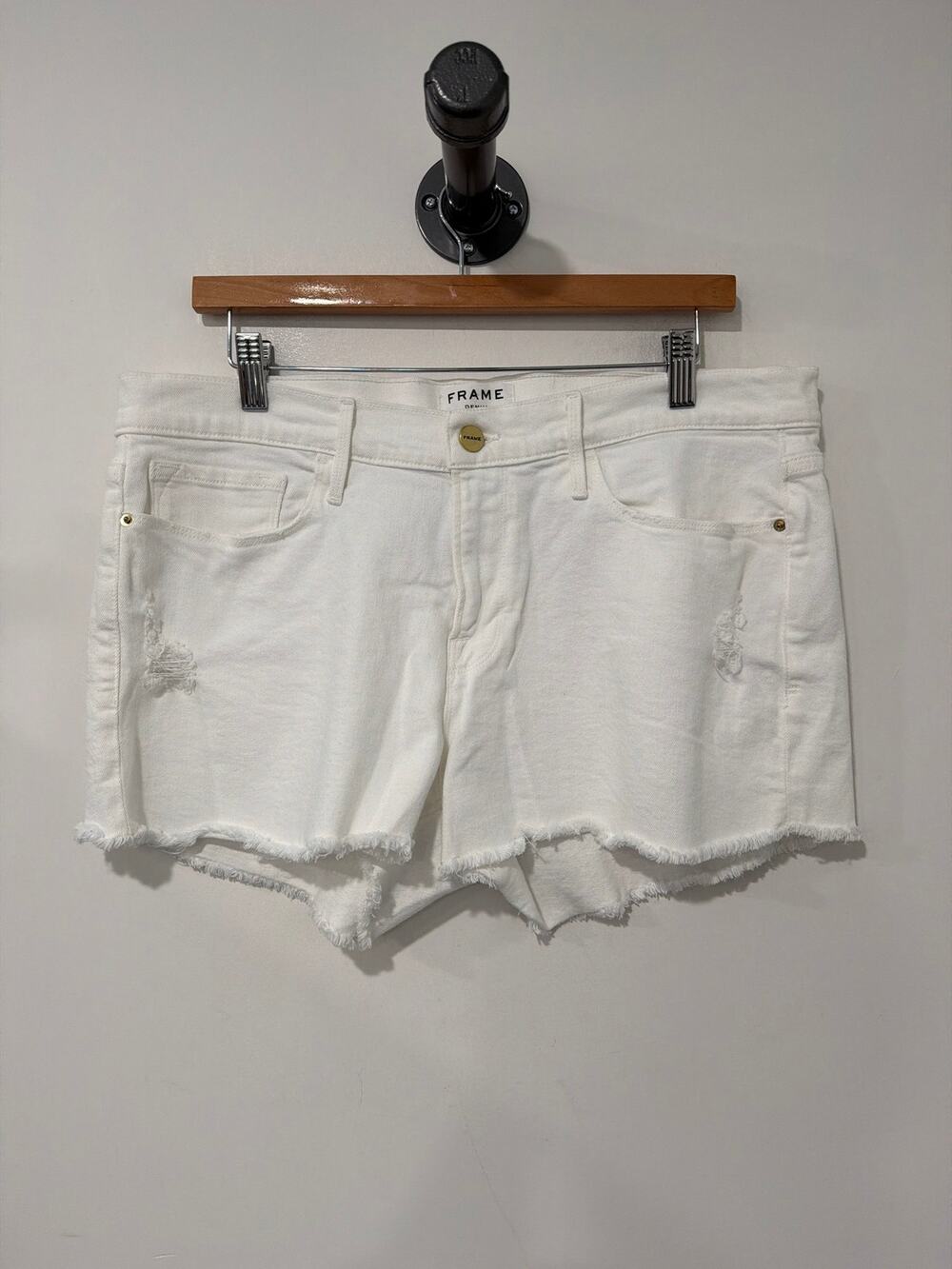 FRAME Le Cutoff Jean Shorts 2.5" Blanc Albi White Size 32